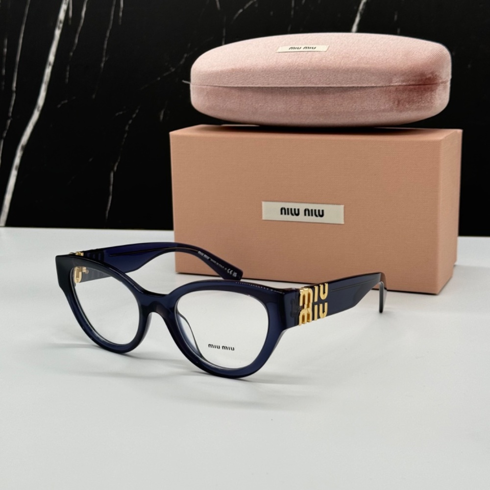 NEW VMU 01V 08Q1O1 MIU MIU BLUE CLEAR MU01VV 08Q1O1 CAT EYE WOMEN EYEGLASSES